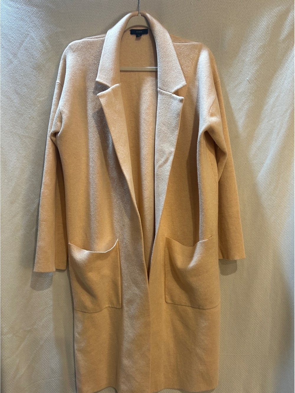 J.Crew  Ella Women's Medium Beige Open Front Long Cardigan Sweater